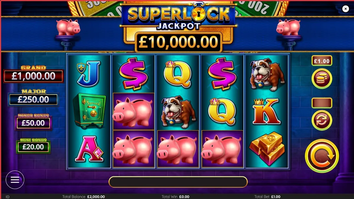 Tampilan visual slot Piggy Bankin’ Super Lock dengan tema emas dan brankas