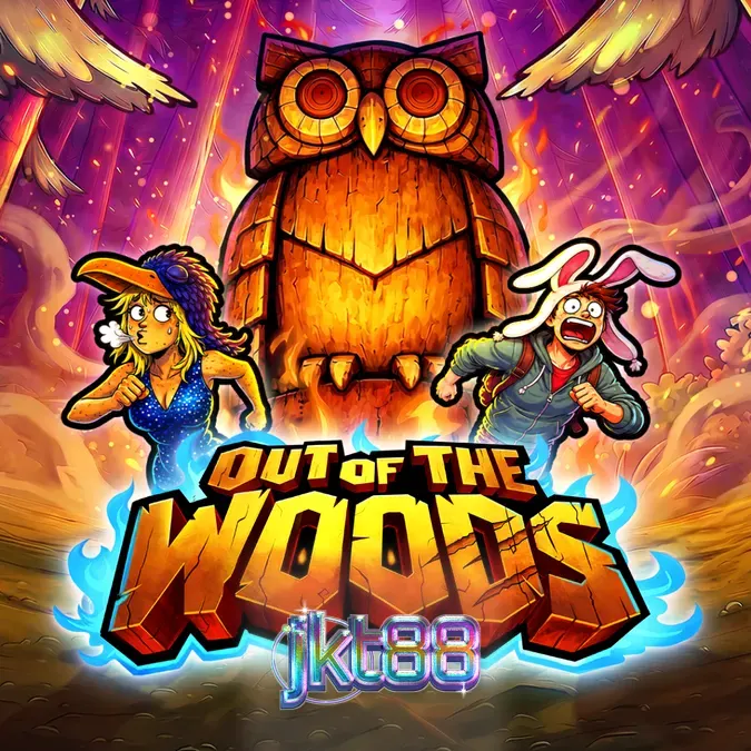 Tampilan visual atmosfer hutan gelap dalam permainan slot Out Of The Woods